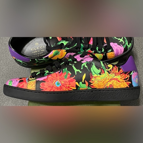 SOLD SOLD SOLD Gucci Ken Scott Ace Sneakers Infinity Jenni Black Floral Print - Picture 7 of 11